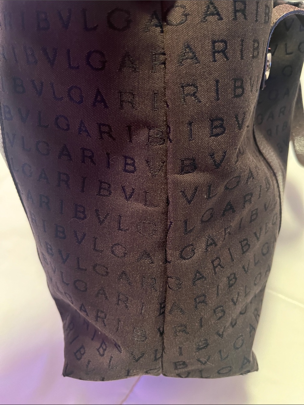 Bvlgari Logomania Dark Brown Canvas & Leather Tote EUC Retail $1200 - Picture 8 of 16